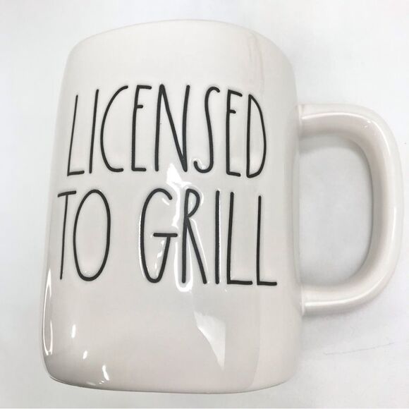 Rae Dunn Licensed to Grill White Black Script Ceramic Coffee Tea Mug - Picture 3 of 11